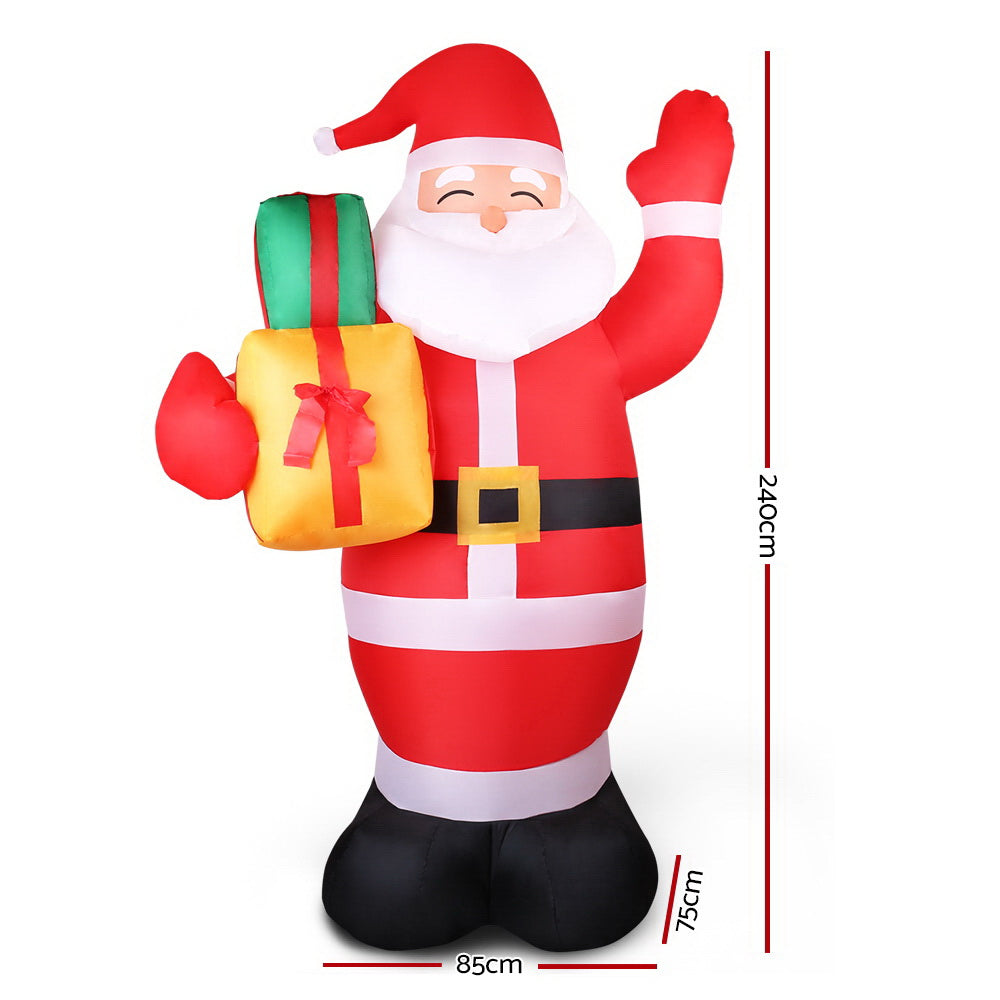 Giant 2.4M LED Illuminated Santa Claus Inflatable for Christmas Festivities