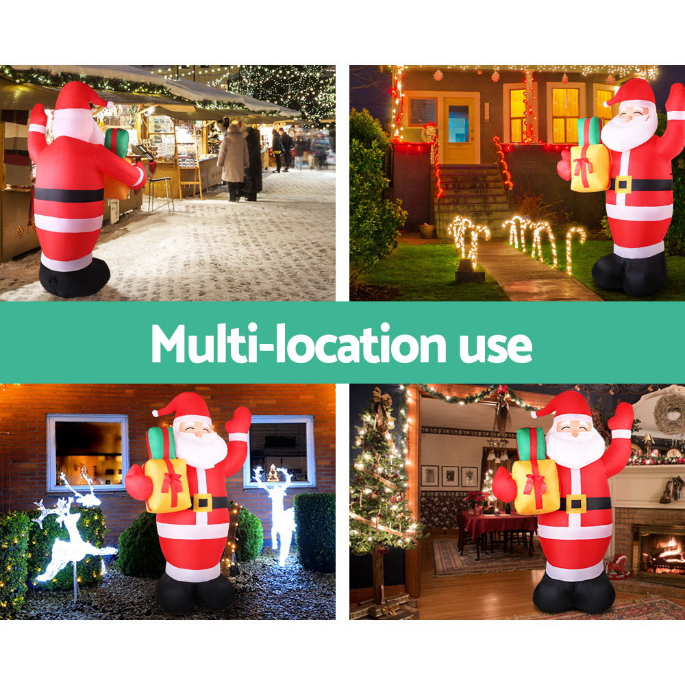Giant 2.4M LED Illuminated Santa Claus Inflatable for Christmas Festivities