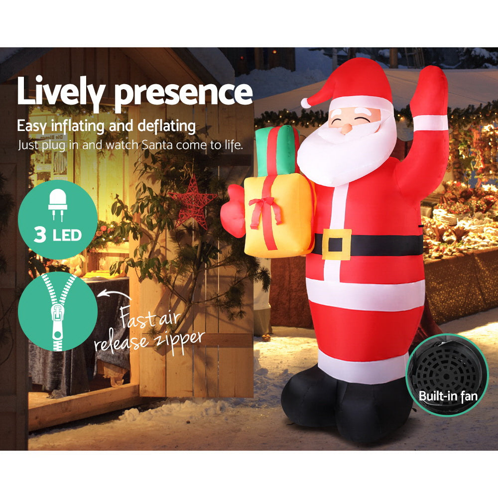 Giant 2.4M LED Illuminated Santa Claus Inflatable for Christmas Festivities