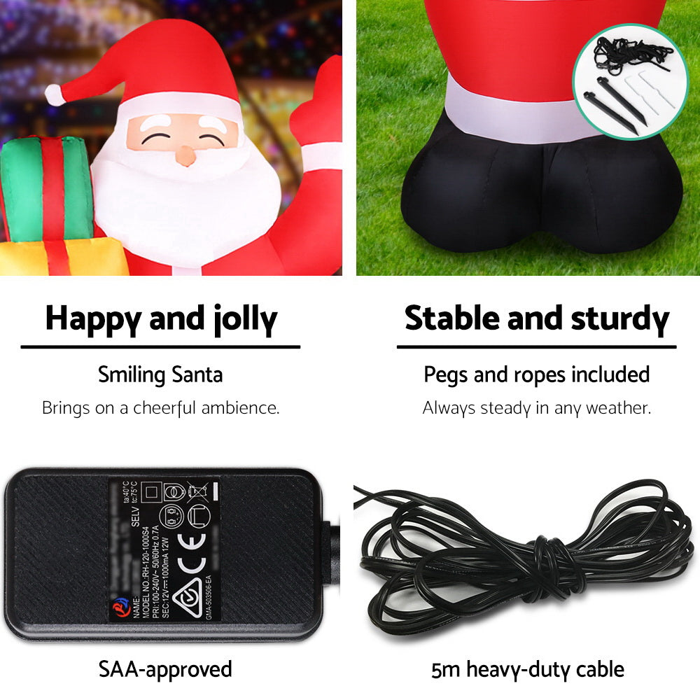 Giant 2.4M LED Illuminated Santa Claus Inflatable for Christmas Festivities