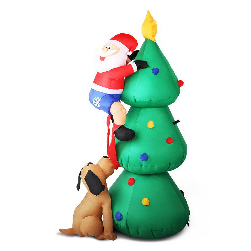 Festive Inflatable Santa Caught in the Act with Dog - 1.8M Christmas Decor