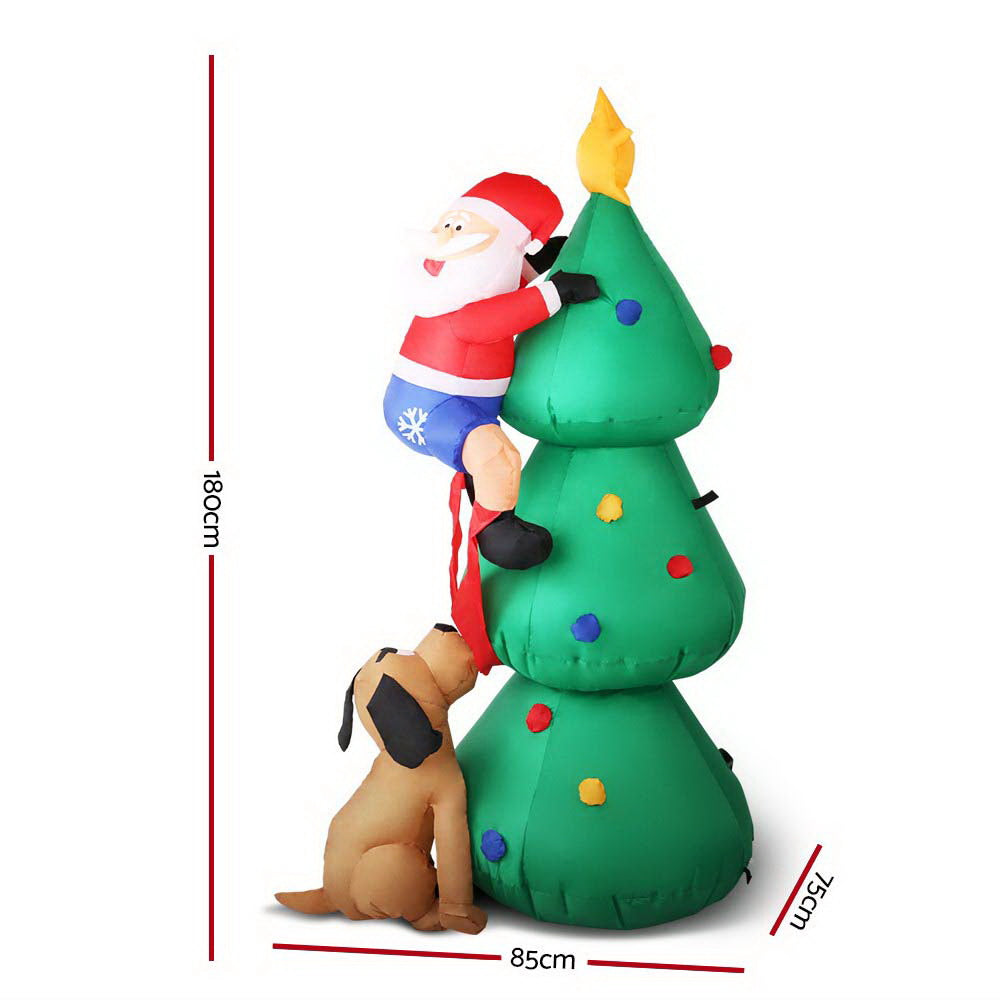 Festive Inflatable Santa Caught in the Act with Dog - 1.8M Christmas Decor