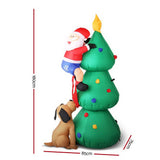 Festive Inflatable Santa Caught in the Act with Dog - 1.8M Christmas Decor - Front View