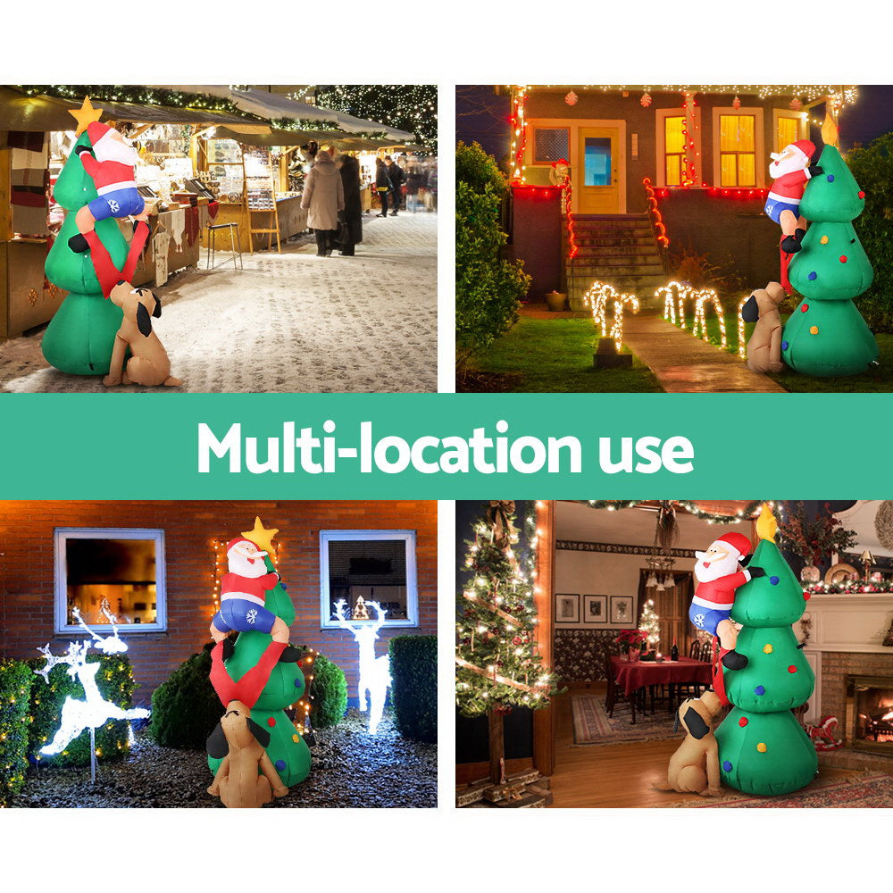 Festive Inflatable Santa Caught in the Act with Dog - 1.8M Christmas Decor