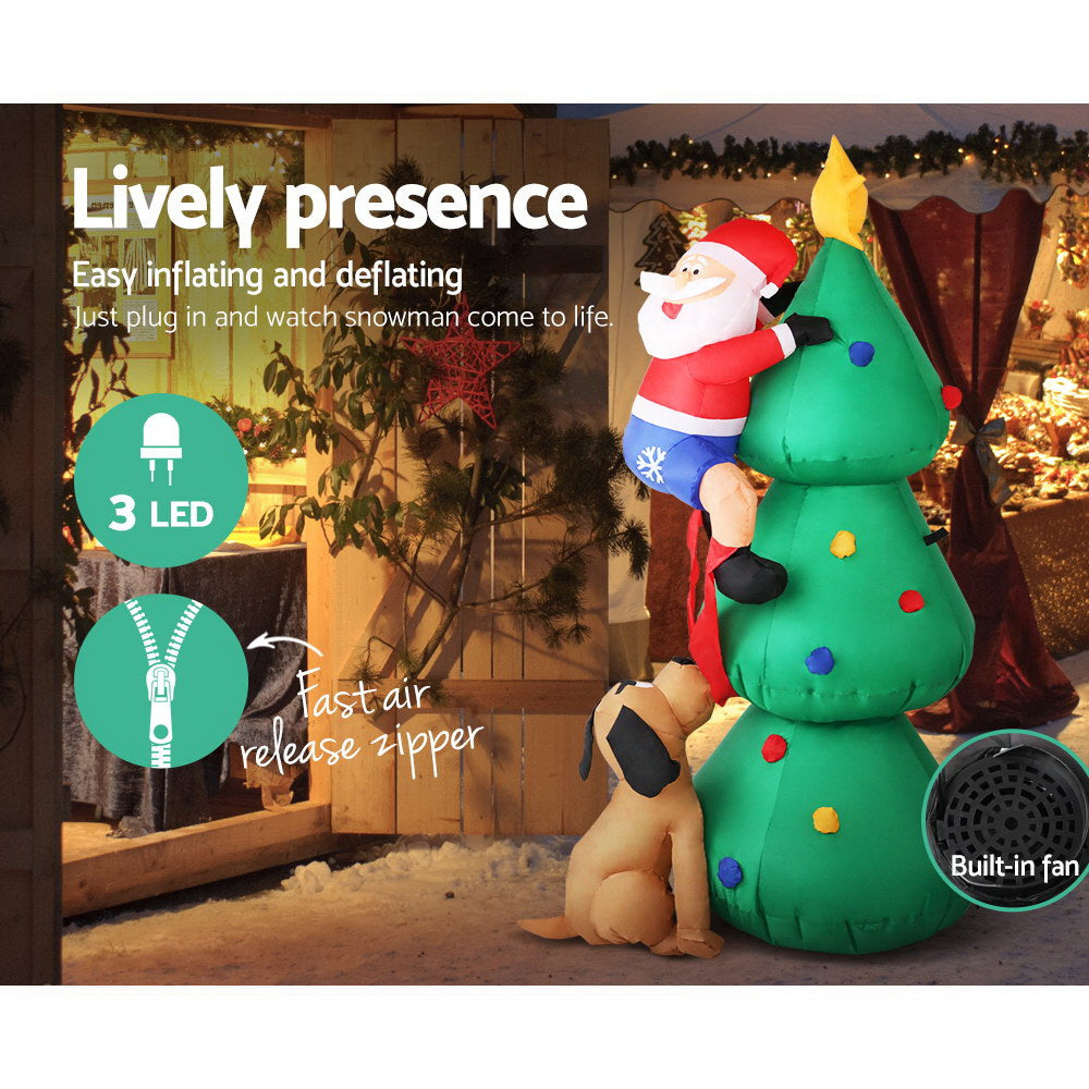 Festive Inflatable Santa Caught in the Act with Dog - 1.8M Christmas Decor