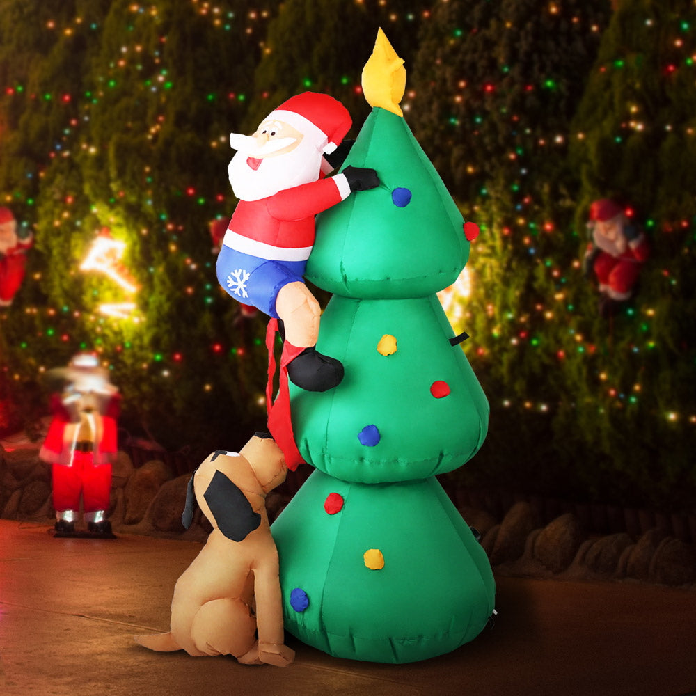 Festive Inflatable Santa Caught in the Act with Dog - 1.8M Christmas Decor
