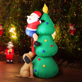 Festive Inflatable Santa Caught in the Act with Dog - 1.8M Christmas Decor - Close-Up Angle