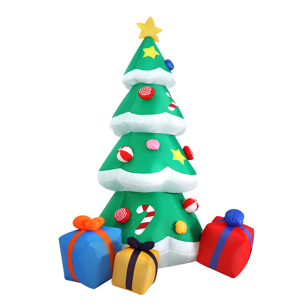 Jingle Jollys 3M Christmas Inflatable Tree with Colorful LED Lights and Laser Projection for Outdoor Holiday Decor