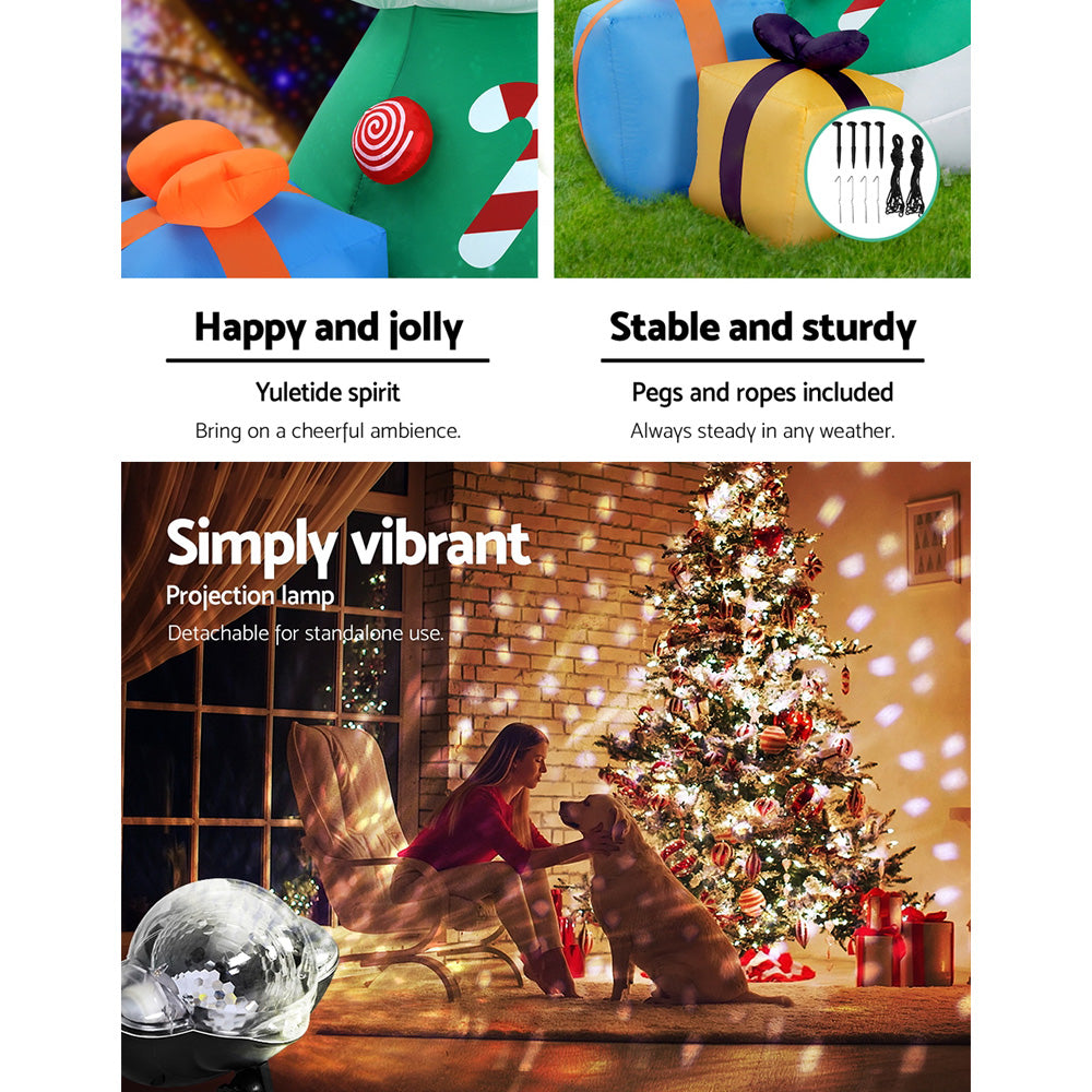 Jingle Jollys 3M Christmas Inflatable Tree with Colorful LED Lights and Laser Projection for Outdoor Holiday Decor