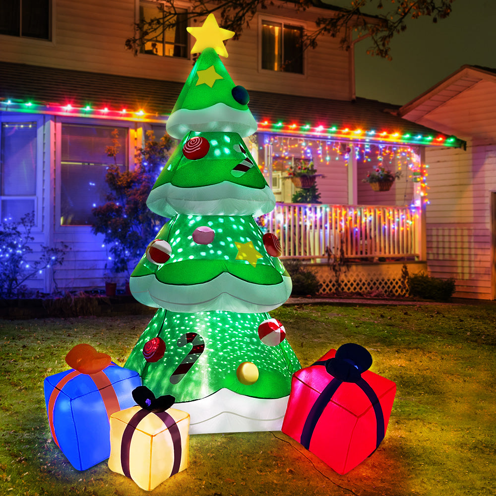 Jingle Jollys 3M Christmas Inflatable Tree with Colorful LED Lights and Laser Projection for Outdoor Holiday Decor