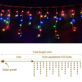 Festive Glow 500 LED Solar-Powered Multicolor Icicle Lights for Outdoor Holiday Decor - 20M Fairy String Lights - Front View