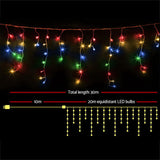 Multicolour 800 LED Christmas Icicle Lights with 8 Effects - Front View