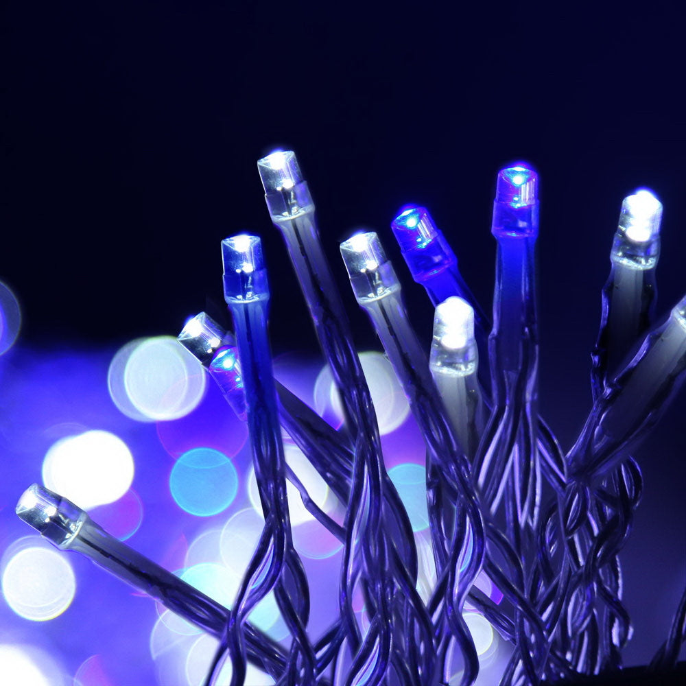 Twinkling 800 LED Blue and White Christmas Icicle Lights with 8 Lighting Effects