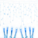 Twinkling 800 LED Blue and White Christmas Icicle Lights with 8 Lighting Effects - Low Angle