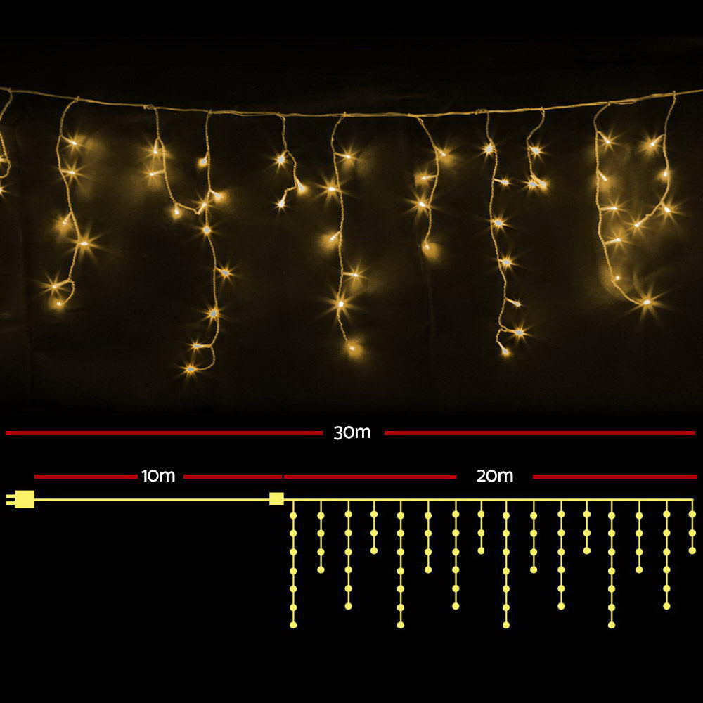 800 Ultra-Bright Warm White LED Christmas Icicle Lights with 8 Lighting Effects