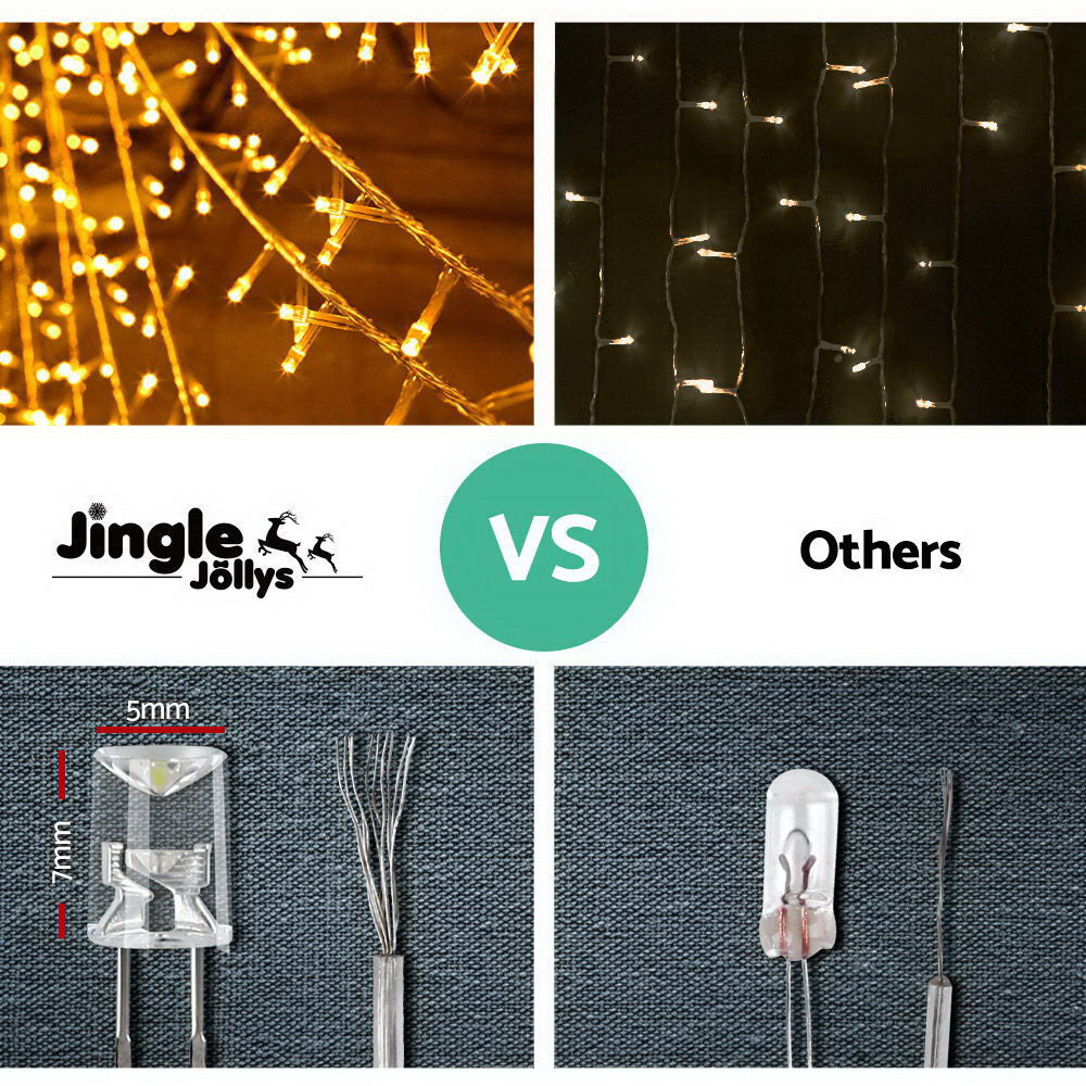 800 Ultra-Bright Warm White LED Christmas Icicle Lights with 8 Lighting Effects