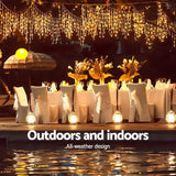 800 Ultra-Bright Warm White LED Christmas Icicle Lights with 8 Lighting Effects - Rear View