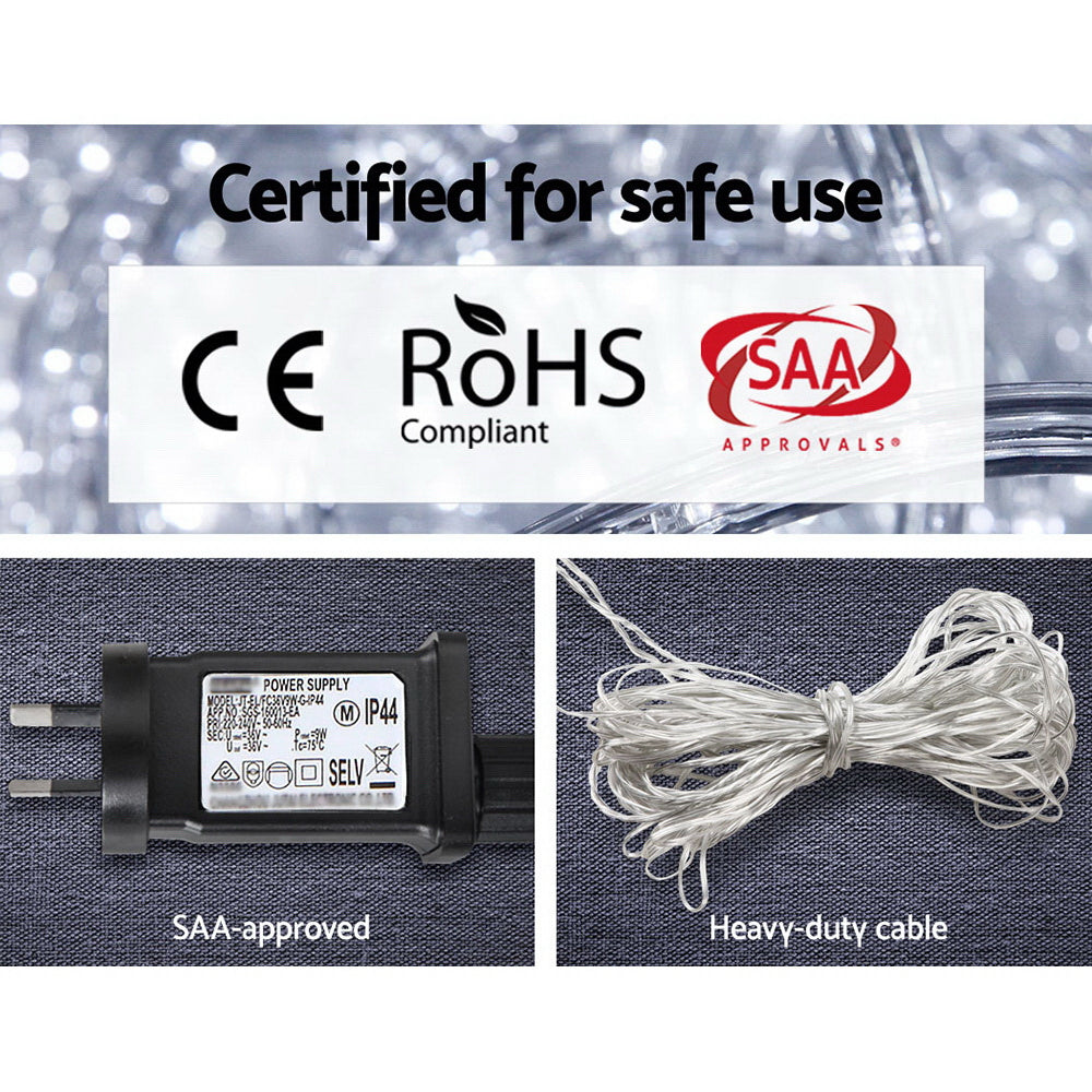 50M Cold White LED Christmas Rope Lights with 1200 Ultra-Bright LEDs