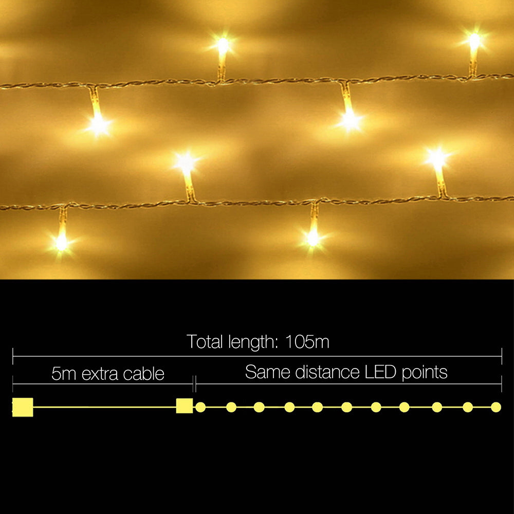 Jingle Jollys 100M 500 LED Warm White Christmas Fairy Lights