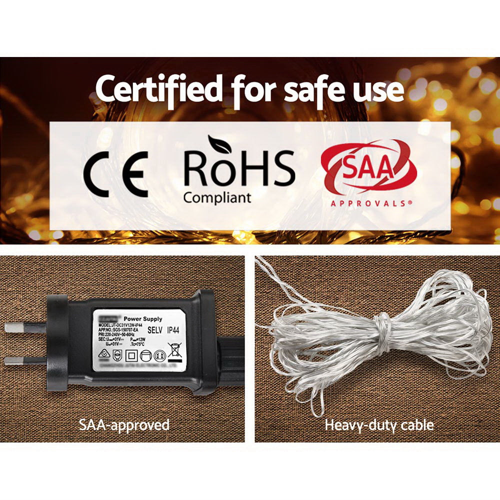 Jingle Jollys 100M 500 LED Warm White Christmas Fairy Lights