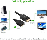 UGreen 0.25M Premium DisplayPort Male to Female Extension Cable (Model 20407) - Side View