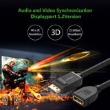 UGreen 0.25M Premium DisplayPort Male to Female Extension Cable (Model 20407) - Close-Up Angle
