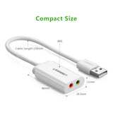 UGREEN USB 2.0 External Stereo Audio Adapter with 3.5mm Ports (30143) - Front View