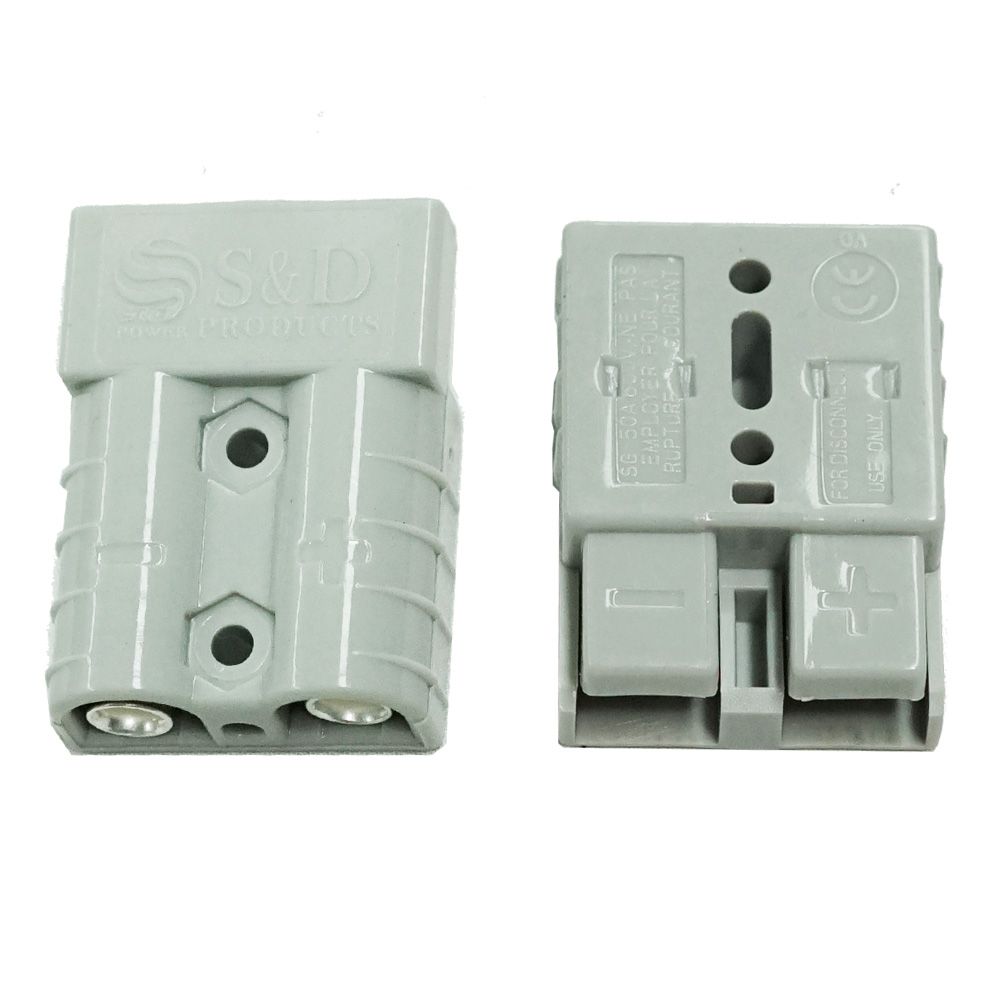 10-Pack of 50AMP Grey Anderson Style Plug Connectors for Caravan, Trailer, and Solar Applications with 6AWG Compatibility