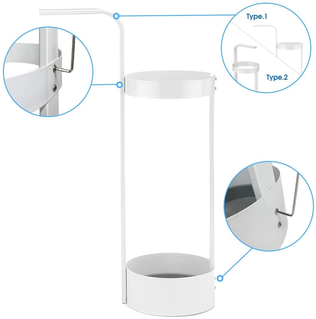 Stylish White Steel Umbrella Holder for Entryway
