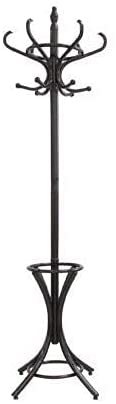 Walnut Tree Standing Coat Rack with 12 Hooks and Umbrella Holder
