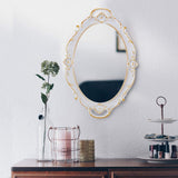 CARLA HOME Vintage Oval White 25 x 38 cm Ornate Wall Mirror for Bedroom and Living Spaces - 45-Degree Angle