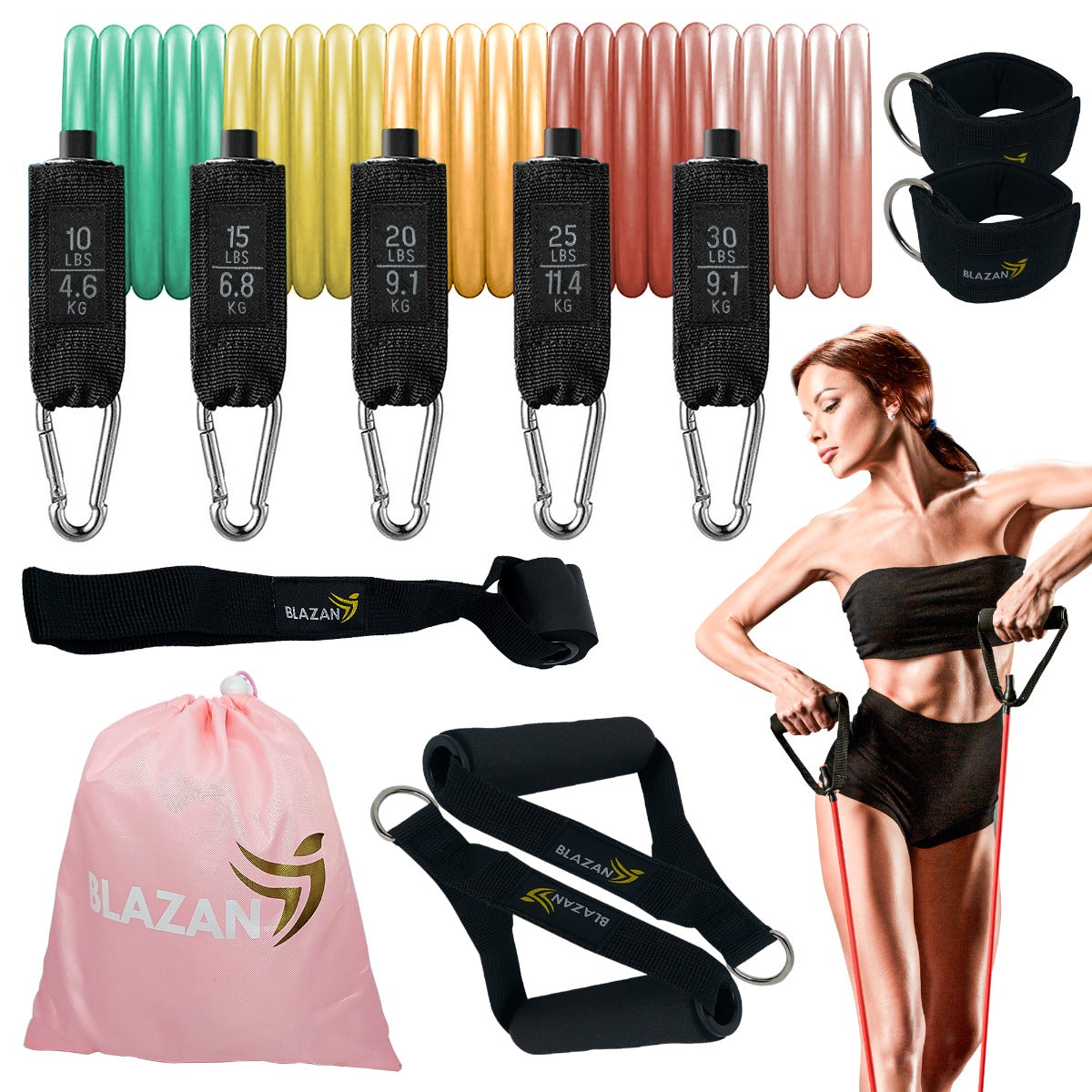 Ultimate 11-Piece Resistance Bands Set for Home Workouts – Includes Door Anchor, Handles, Carry Bag, and Ankle Straps for Strength Training and Physical Therapy