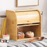 Dual-Compartment Bamboo Bread Storage Box - 45-Degree Angle