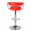2X Red Bar Stools Faux Leather High Back Adjustable Crome Base Gas Lift Swivel Chairs