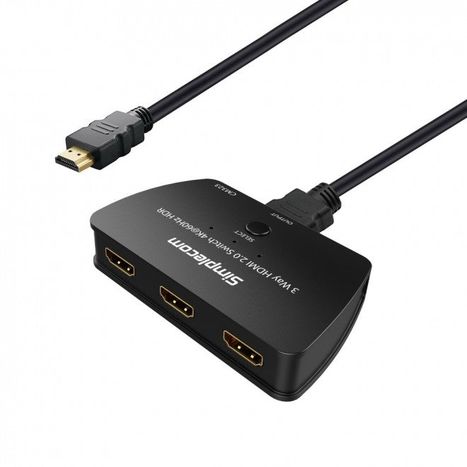 Simplecom CM323 3-Port HDMI 2.0 Switcher with HDCP 2.2 and 4K @60Hz Support