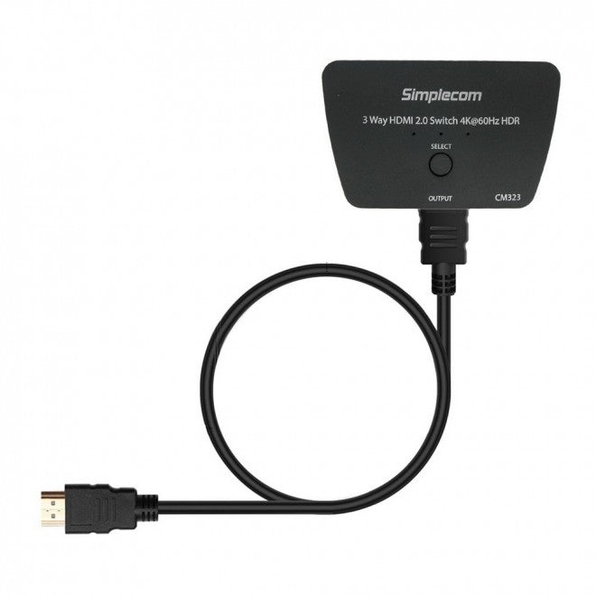 Simplecom CM323 3-Port HDMI 2.0 Switcher with HDCP 2.2 and 4K @60Hz Support