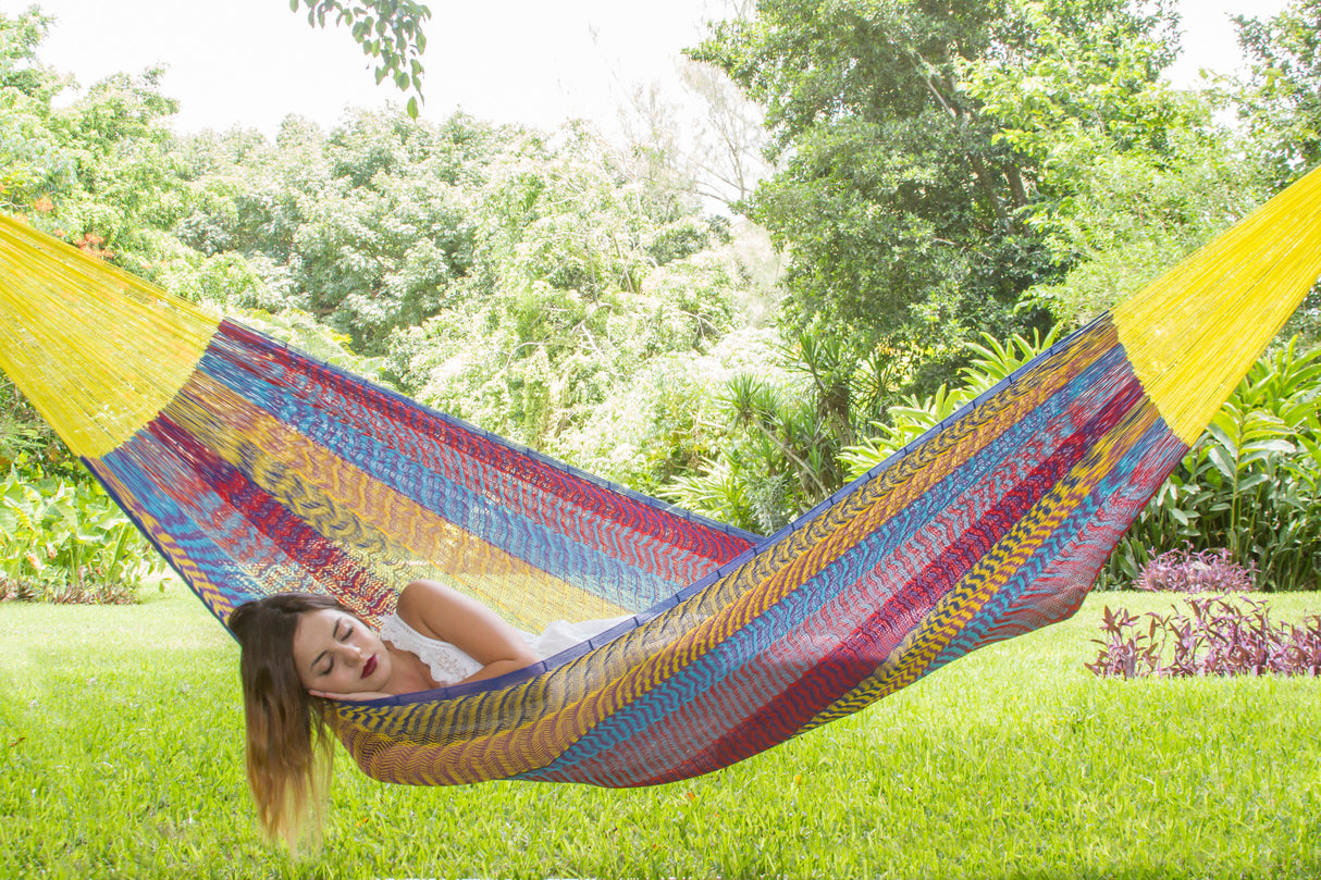 Mayan Legacy Extra Large Cotton Mexican Hammock in Colorful Confetti Design