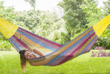 Mayan Legacy Extra Large Cotton Mexican Hammock in Colorful Confetti Design - Side View