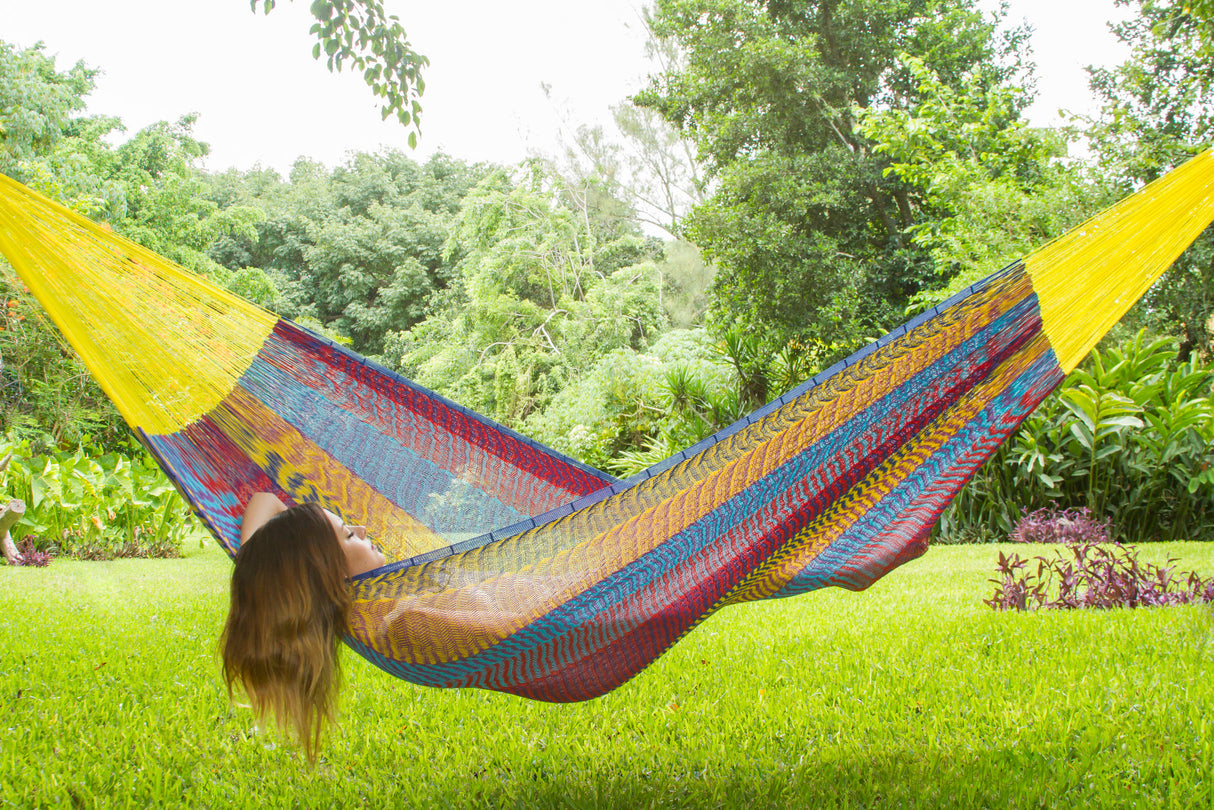 Mayan Legacy Extra Large Cotton Mexican Hammock in Colorful Confetti Design