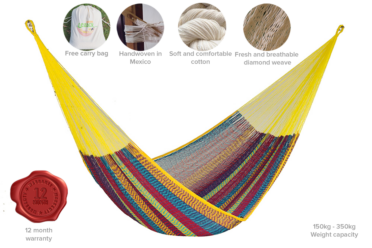 Mayan Legacy Extra Large Cotton Mexican Hammock in Colorful Confetti Design