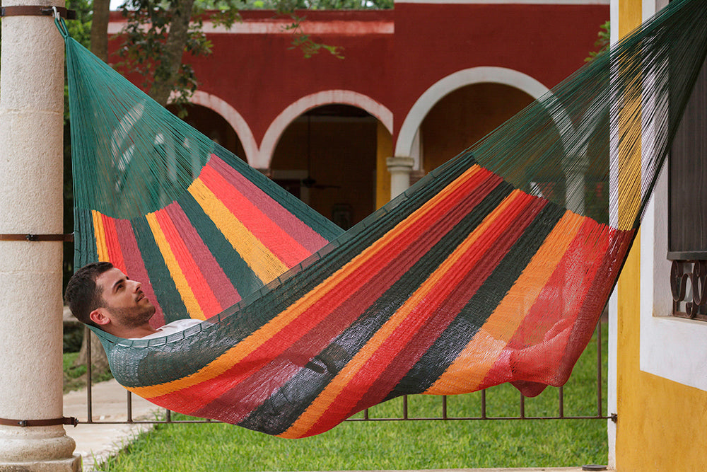 Imperial-Colored Queen Size Cotton Mexican Hammock by Mayan Legacy
