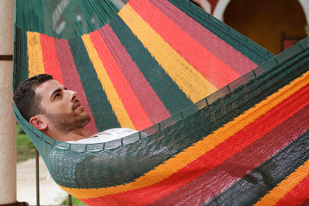 Imperial-Colored Queen Size Cotton Mexican Hammock by Mayan Legacy