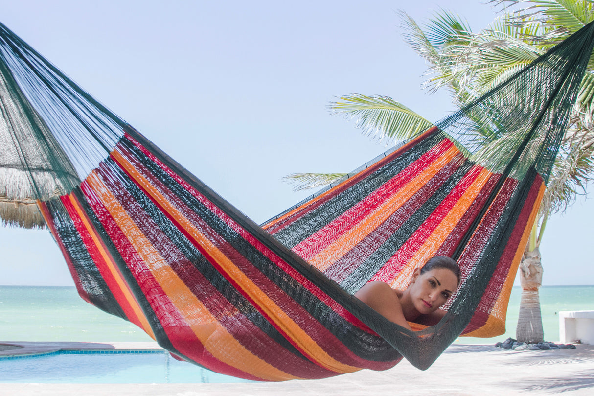 Imperial-Colored Queen Size Cotton Mexican Hammock by Mayan Legacy