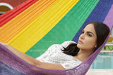 Rainbow-Colored Mayan Legacy Queen-Size Cotton Hammock for Ultimate Comfort - Top-Down View