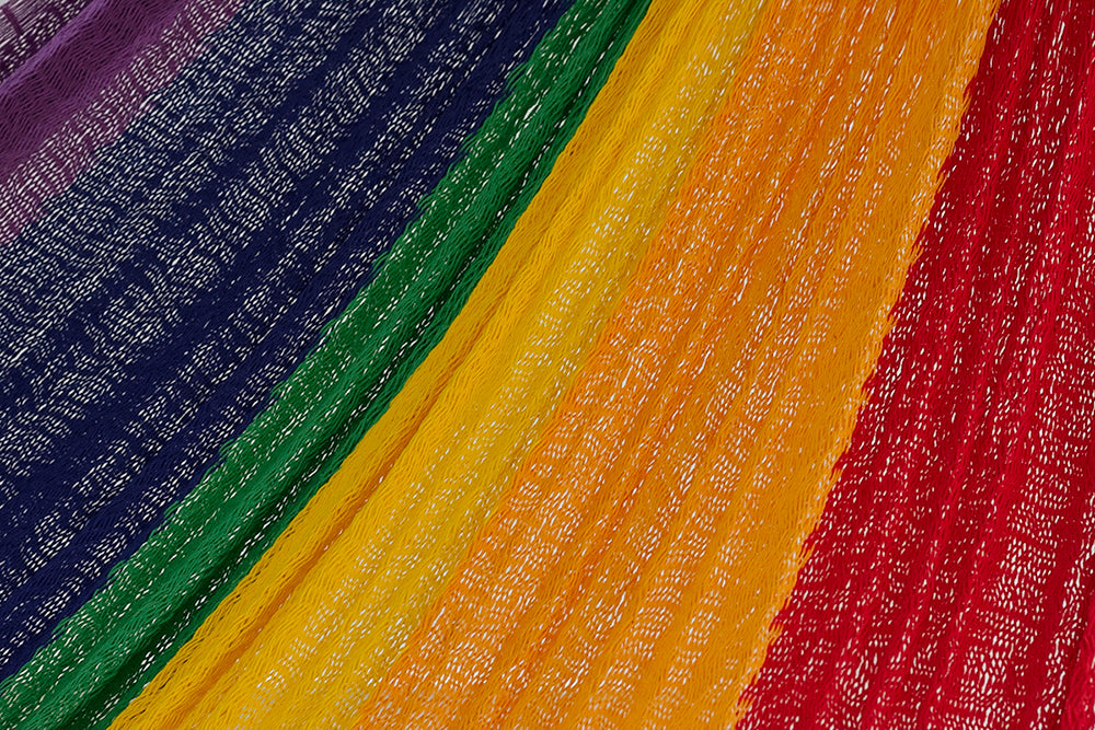 Rainbow-Colored Mayan Legacy Queen-Size Cotton Hammock for Ultimate Comfort
