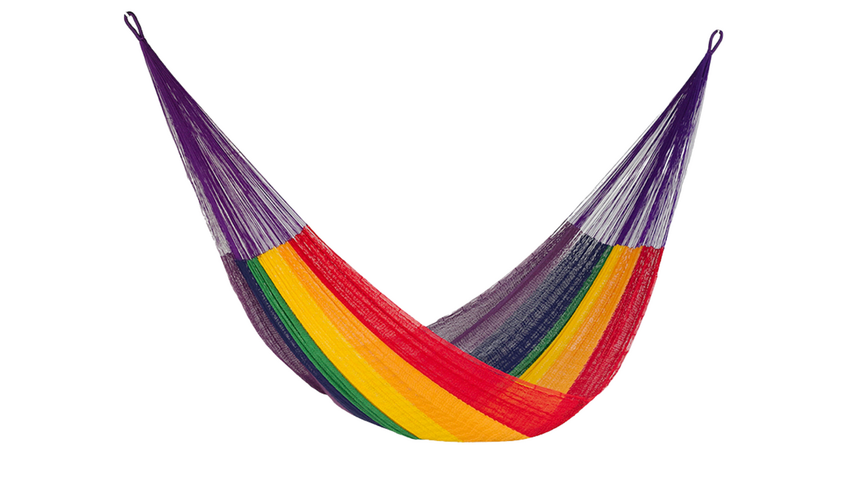 Rainbow-Colored Mayan Legacy Queen-Size Cotton Hammock for Ultimate Comfort