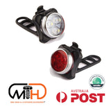 USB Rechargeable Waterproof Front and Rear Bicycle Lights with IPX4 Protection