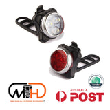 USB Rechargeable Waterproof Front and Rear Bicycle Lights with IPX4 Protection - Front View