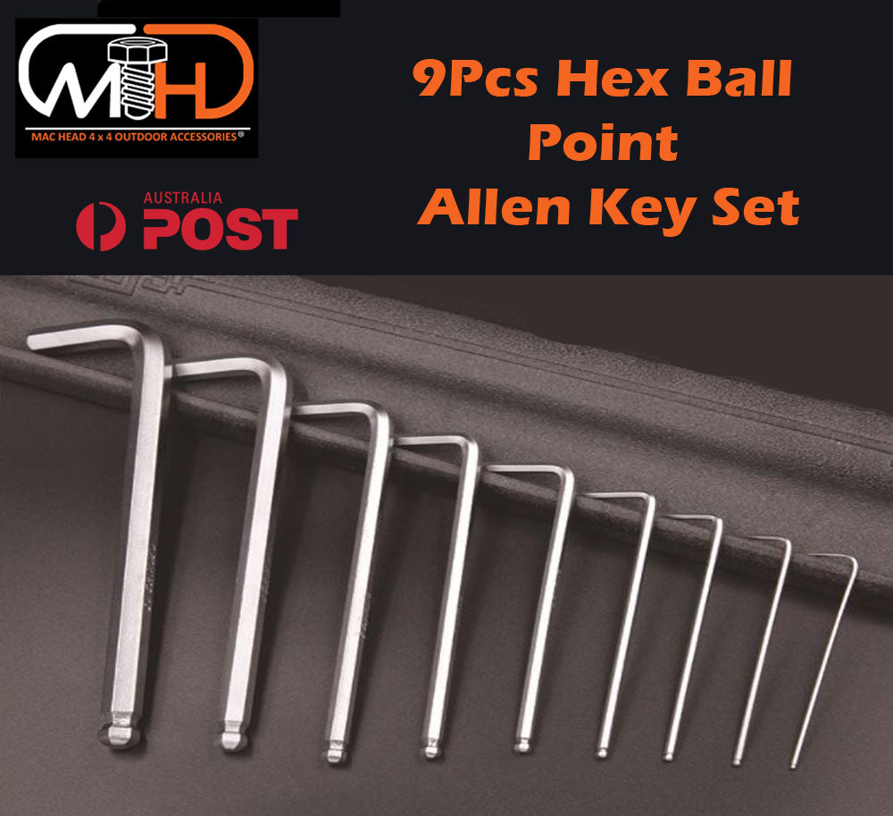 9-Piece Extra Long Metric Ball End Allen Key Set with Hex Driver