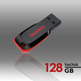 SanDisk Cruzer Blade 128GB Compact USB Drive - Front View